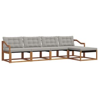 vidaXL Conjunto De Sof&aacute;s De Exterior 5 Pcs Gris Natural Y Claro Vidaxl