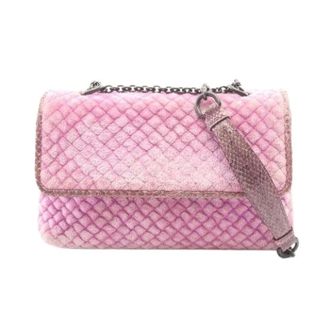 Bottega Veneta Pre-owned Fabric Leather Shoulder Bag - Dames - Pre-owned - Paars - Maat: ONE Size Leer