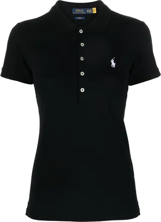 Polo Ralph Lauren Julie slim polo shirt - women - Cotton/Spandex/Elastane - L - Black