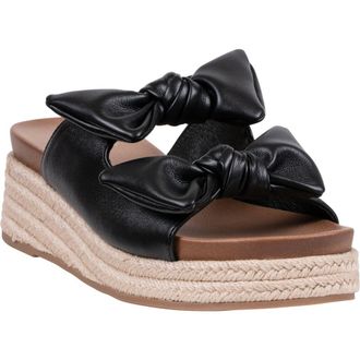 Good Choice Shoes Cosmos Bow Espadrille Wedge Sandal in Black at Nordstrom Rack, Size 8.5