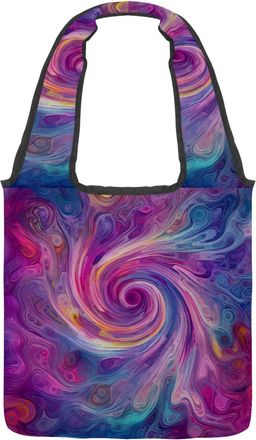 Generic Artstic Pueple Flowing Swirl Texture Reversible Canvas Shoulder Tote - Double-Sided Print, 12oz Cotton, 27cm Drop, Fold-Flat Bag for Travel, Shopping,