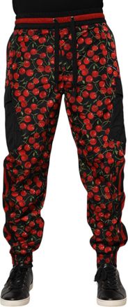 Dolce & Gabbana Black Red Cherry Print Men SweatMens Mens Pants