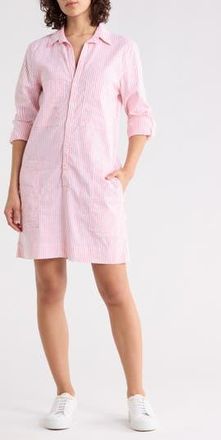 Frank & Eileen Southern Ireland Stripe Long Sleeve Utility Shirtdress in Red Stripe at Nordstrom Rack, Size Xx-Small