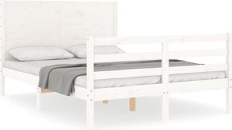 vidaXL Bed Frame without Mattress White 140x190 cm Solid Wood Vidaxl