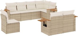 vidaXL Vidaxl - Juego De Sof&aacute;s De Jard&iacute;n Con Cojines Beige 8 Pzas Rat&aacute;n Pe