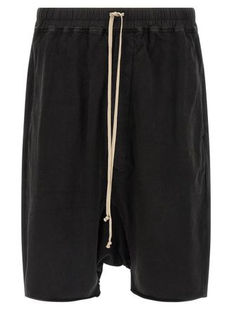 Rick Owens Black Drawstring Pods Bermuda Shorts