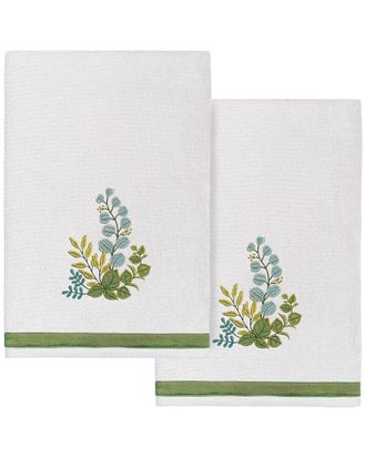 Linum Home Textiles 100% Turkish Cotton Botanica 2Pc Embellished Bath Towel Set