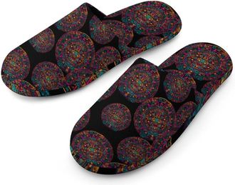 Generic Colorful Mayan Calendar Mens Cozy Memory Foam Slippers Warm Cotton House Shoes Comfy Slipper for Indoor Outdoor