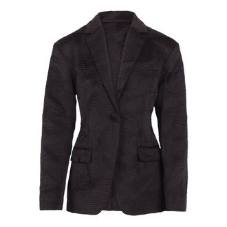 Ulla Johnson Jassen, Dames, Zwart, XS, Leer, Gezijde Blazer met Plooi