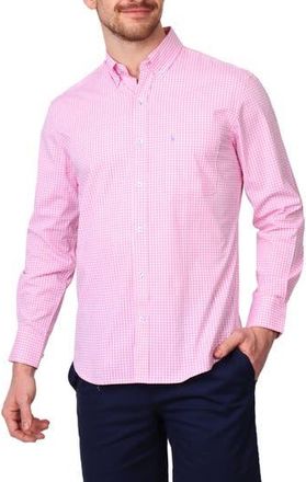 Tailorbyrd Gingham Stretch Cotton Button-Up Shirt in Light Pink at Nordstrom Rack, Size Xx-Large
