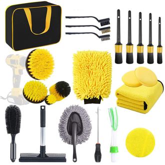 OEM Kit De Limpieza Para Coche De 23 Piezas, Color Amarillo, Con Bolsa De Almacenamiento