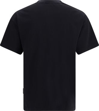 Palm Angels Mens Stamp Logo T-Shirt Black-Off White Cotton T-Shirts And Polos