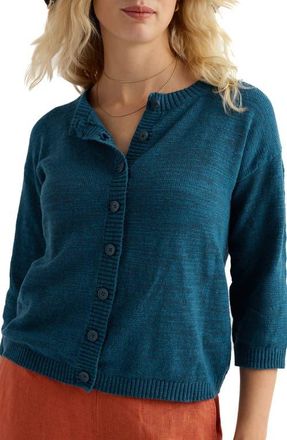 Seasalt Cornwall Pentire Steps Organic Cotton & Linen Cardigan in Knit Melange Ocean Drift at Nordstrom, Size 10