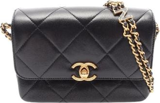 Chanel Pre-owned Matelasse Small Flap Lambskin Shoulder Bag - Dames - Vintage Schoudertas - Zwart - ONE Size - Vintage