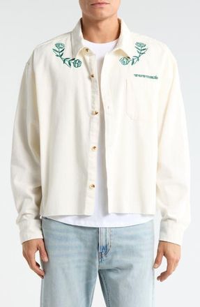 PacSun Touch&eacute; Floral Embroidered Cotton Button-Up Shirt Jacket in Cream at Nordstrom, Size X-Large