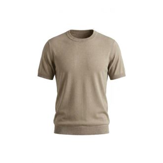 40weft 40Weft - Maglia Girocollo Mezza Manica Cotone Crepe - Heren - Truien - Beige - Maat: XL Katoen