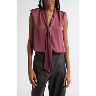 Ramy Brook Winnet Tie Neck Satin Sleeveless Top in Pinot Noir at Nordstrom Rack, Size Xx-Small