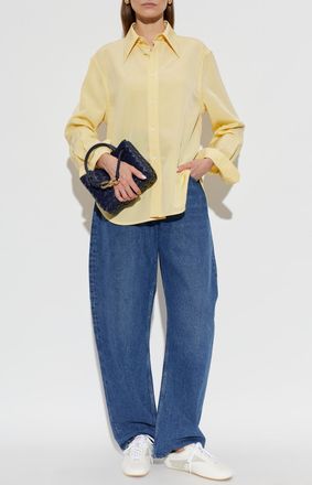 Bottega Veneta Shirt With Embroidered Logo, Womens, Yellow
