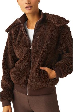 Beyond Yoga Adventure Faux Shearling Hoodie in Espresso at Nordstrom, Size X-Large