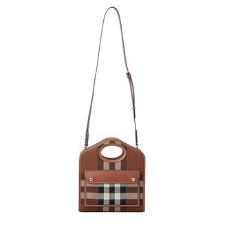 Burberry Handbags, female, Brown, Size: ONE SIZE Luxury Check Mini Shoulder Bag
