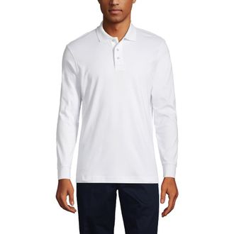 Lands End School Uniform Long Sleeve Interlock Polo Shirt in White at Nordstrom, Size Medium