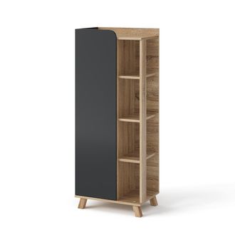 Vicco Mueble Midi Karen, Antracita, 50 X 128 Cm Con Puerta Y Compartimentos Abiertos