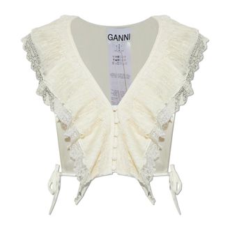 Ganni Donna, Top, Beige, Taglia unica, new