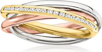 Ross-Simons Diamond Rolling Ring in Tri-Colored Sterling Silver