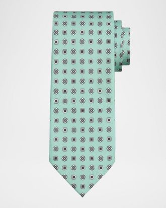 Isaia Men & apos;s Geometric Floral Silk Tie