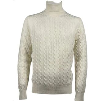 Malo Truien & Vesten, Heren, Beige, XL, Kasjmier, Coltrui van Luxe Kasjmier