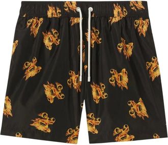 Palm Angels Badmode, Heren, Veelkleurig, L, Brandend Monogram Kostuum