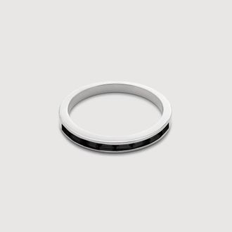Monica Vinader Sterling Silver Mini Baguette Gemstone Half Eternity Ring Black Spinel