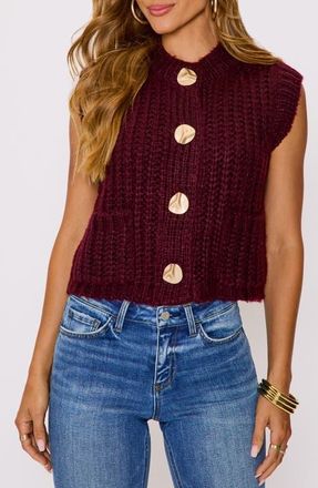 VICI Collection Daphne Hammered Button Sweater Vest in Burgundy at Nordstrom, Size X-Small