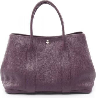 Herm&egrave;s Cassis Purple Fjord Leather Handbag Tote Bag (Pre-Owned)