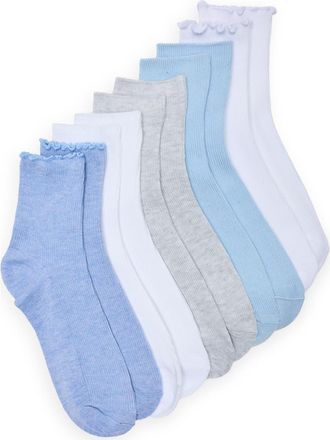Steve Madden 5-Pack Lettuce Edge Crew Socks in Denim at Nordstrom Rack, Size 9-11