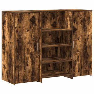 Berkfield Home Reception Desk Smoked Oak 135x50x103.5 cm Engineered Wood in Brown