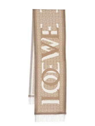 Loewe Sjaal met anagramprint - Wit