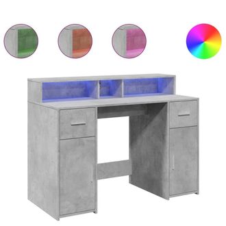 Berkfield Home Desk with LED Lights Concrete Grey 120x55x91 cm Engineered Wood | Size: 120 x 55 x 91 cm