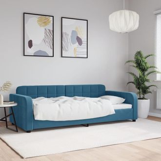 vidaXL Sof&aacute; Cama Sin Colch&oacute;n Terciopelo Azul 90x200 Cm Vidaxl