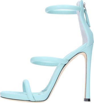 Giuseppe Zanotti Schoenen, Dames, Blauw, 37 1/2 EU, Leer, Harmony Platform Sandal