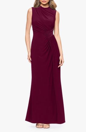 Betsy & Adam Ruched Knit Gown in Wine at Nordstrom, Size 12