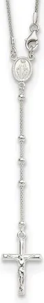 Diamond2Deal 925 Sterling Silver Rosary Cross Necklace 24