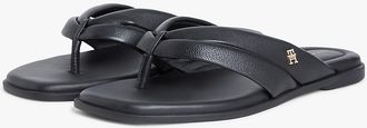 Tommy Hilfiger Womens Leather Flip-Flop - Black - US 6 / EU 36