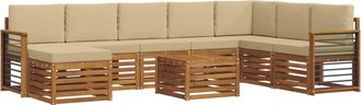 vidaXL Conjunto De Sof&aacute;s De Exterior 9 Uds. Natural Y Beige Vidaxl