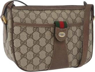 Gucci Pre-owned Cross Body Bags, female, Beige, Size: ONE SIZE Pre-owned Vintage GG Canvas Shoulder Bag