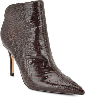 Nine West Gesabel Ankle Bootie in Dark Brown Croc at Nordstrom, Size 9.5