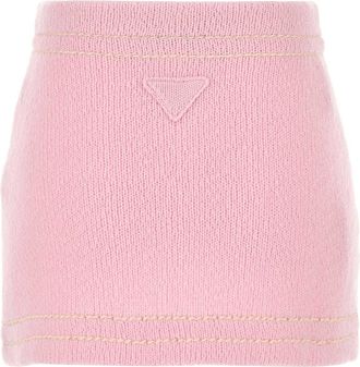 Prada Womens Pink Cashmere Mini Skirt Rosa Exterior: Gonne