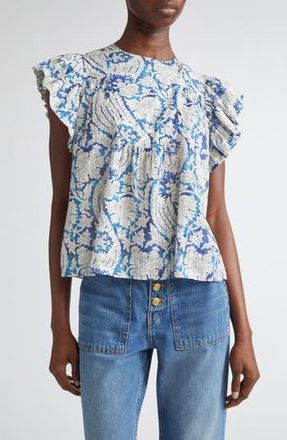Ulla Johnson Sienna Flutter Sleeve Top in Ciel at Nordstrom Rack, Size 6