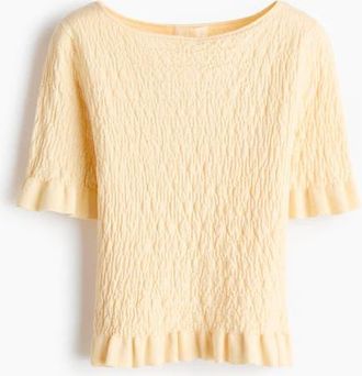 H&M Textured-knit Top in Light Yellow at Nordstrom, Size X-Small