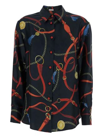 Mantero 1902 chain-belt-print shirt - women - Silk - 44 - Black